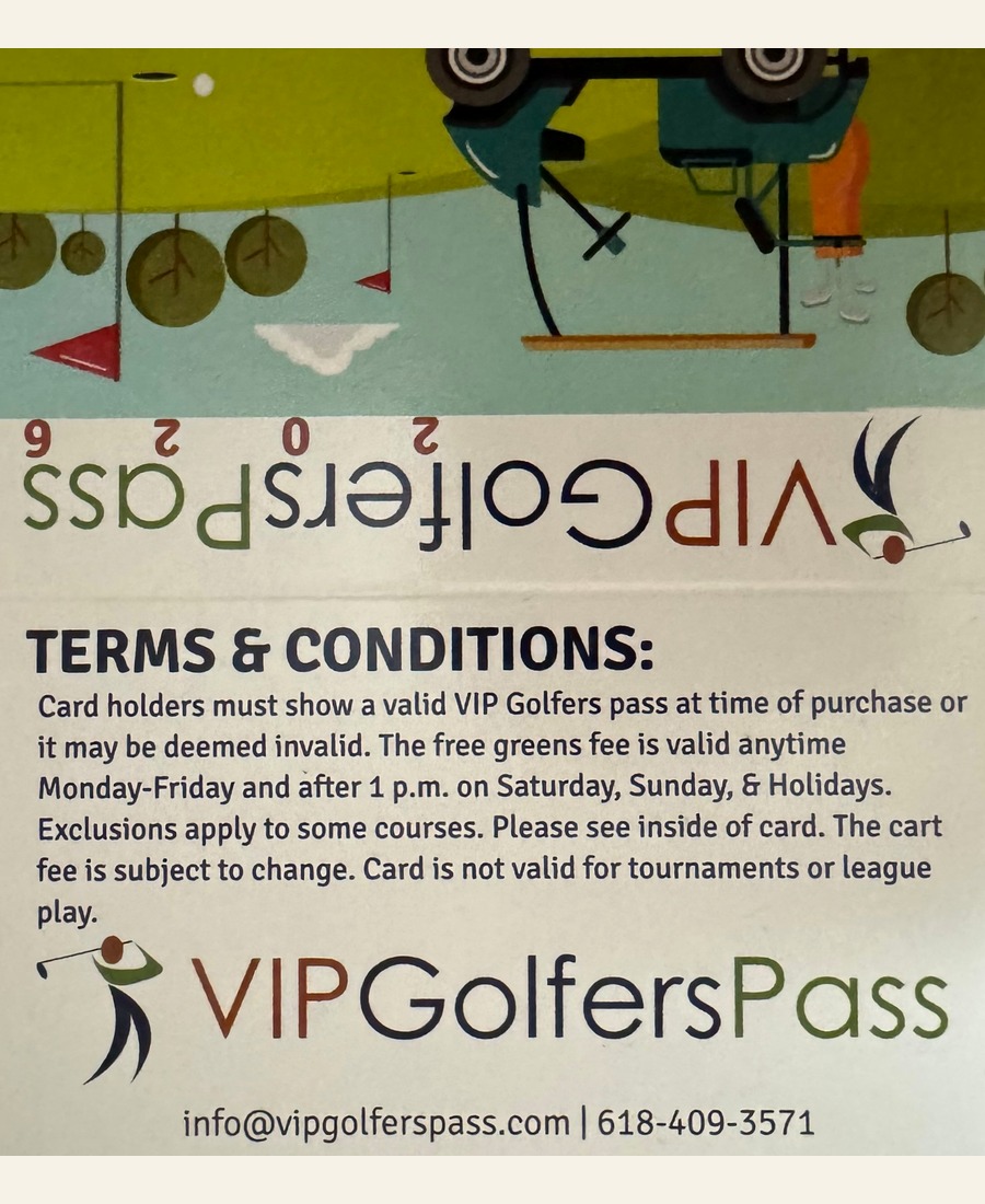 Front of the 2026 VIP Golfers Pass